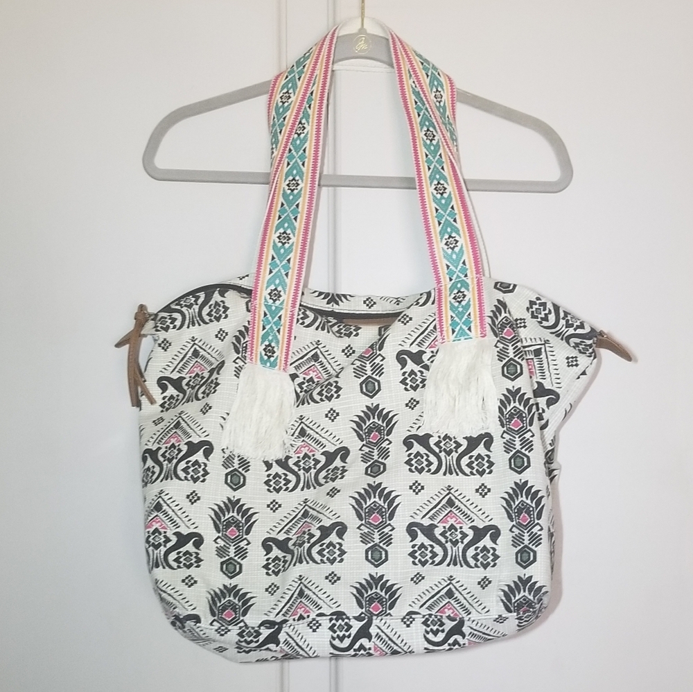 Large Bohemian Tote Bag By Mossimo. Fringe. Duffel.